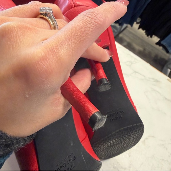 Stuart Weitzman Red Almond Toe Knee High Boots 39.5 - Picture 3 of 6